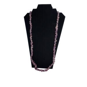VINTAGE Classic 33" Long Amethyst Chip Stunning Necklace